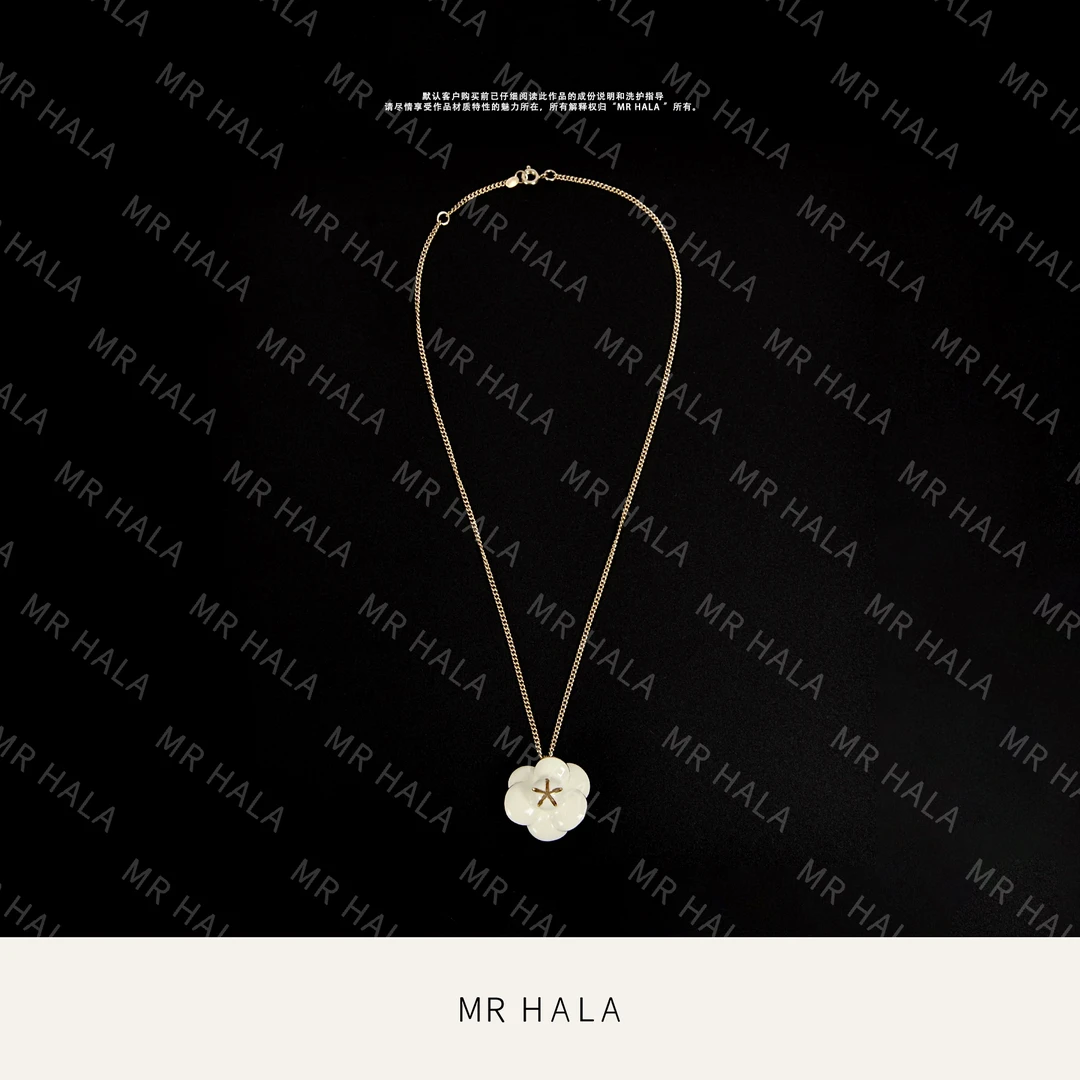 铜合金项链  启历匠制珐琅山茶花可调节镀K精项链 YZ4301