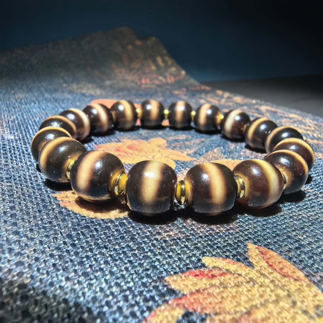 吉寳 高品级【黑金一线】天珠玛瑙手串
