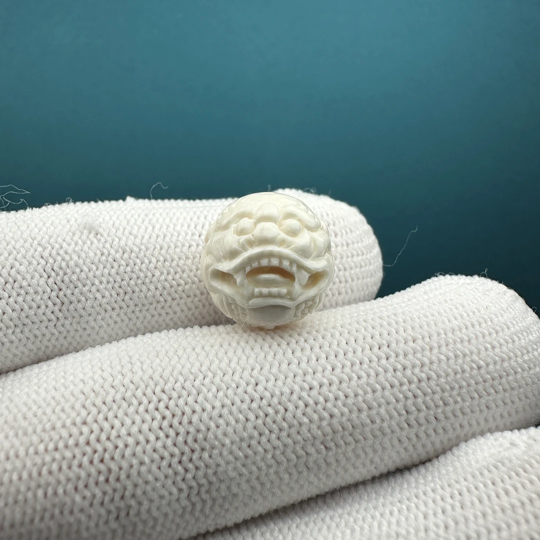 K1391天然猛犸牙雕刻珠12.9mm一物一图假一罚十