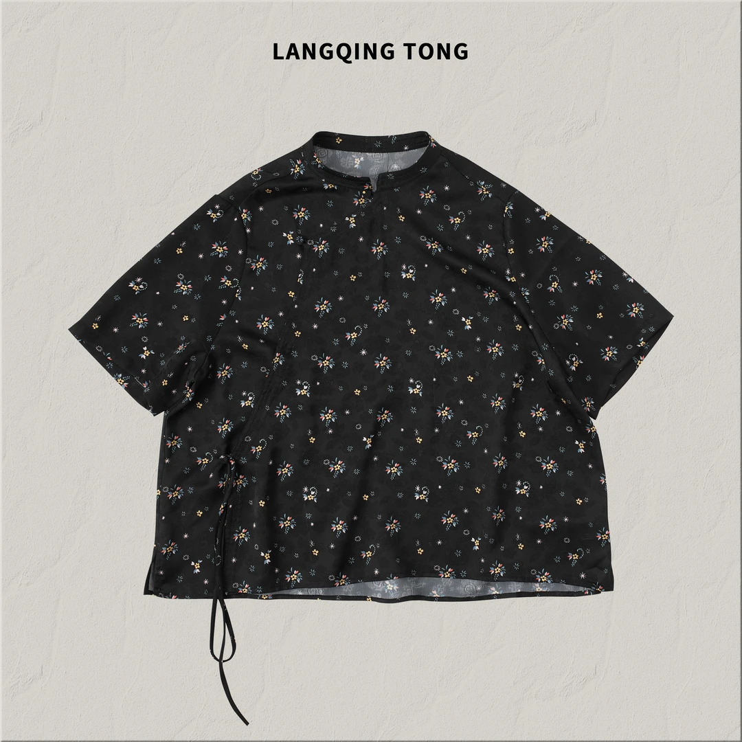 浪清/女装推荐 翠西娜日系碎花宽松T恤上衣44614#2025夏新款上衣