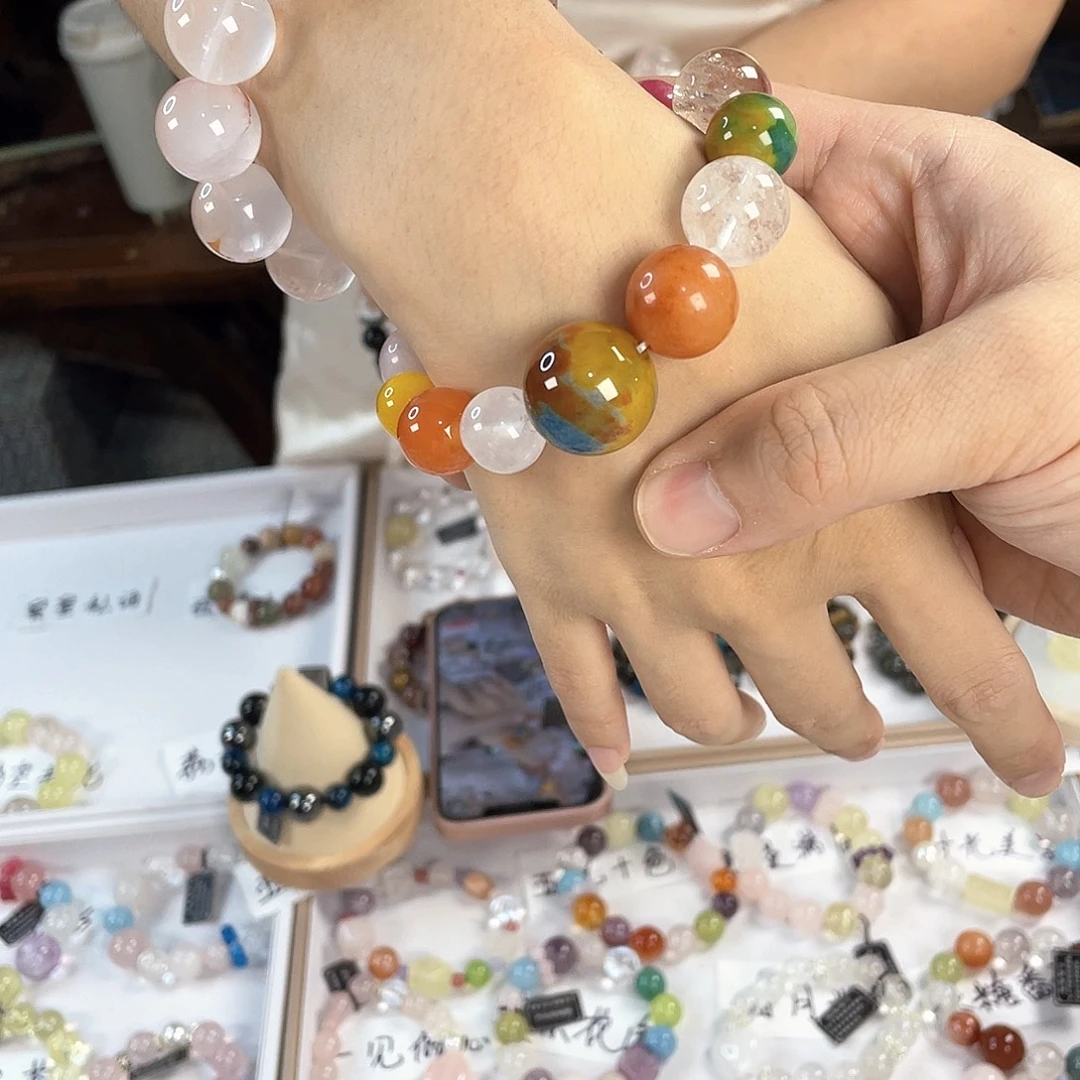 水晶手链银S925镀金镶嵌