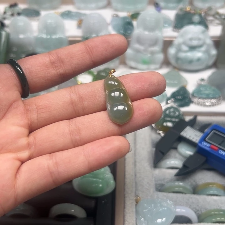 翡翠未镶嵌颈饰福豆