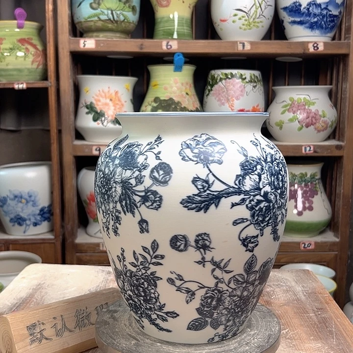 陶高26口18.5复古牡丹陶瓷