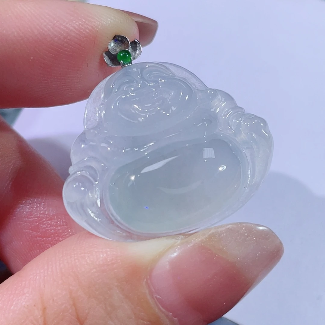 翡翠18K金镶嵌颈饰佛公