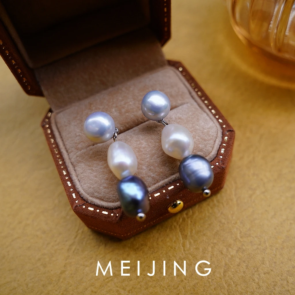 天然淡水珍珠复古法式时尚轻奢气质小众巴洛克珍珠耳钩