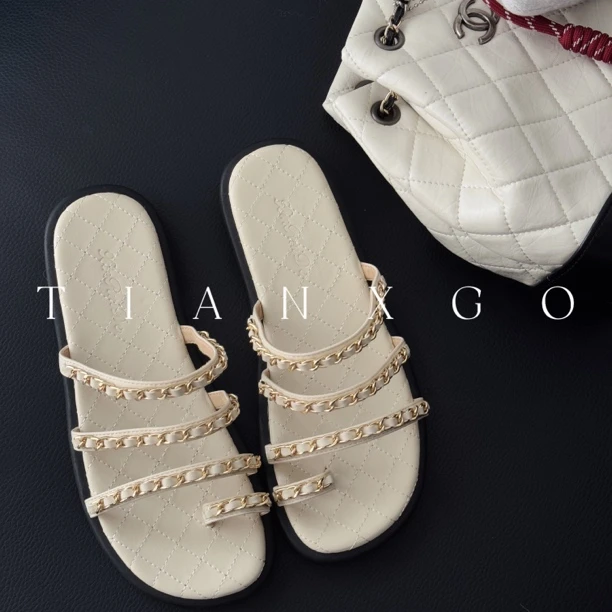 TIANXGO｜25new韩系拖鞋女夏外穿平底套趾一字带显瘦软底凉拖