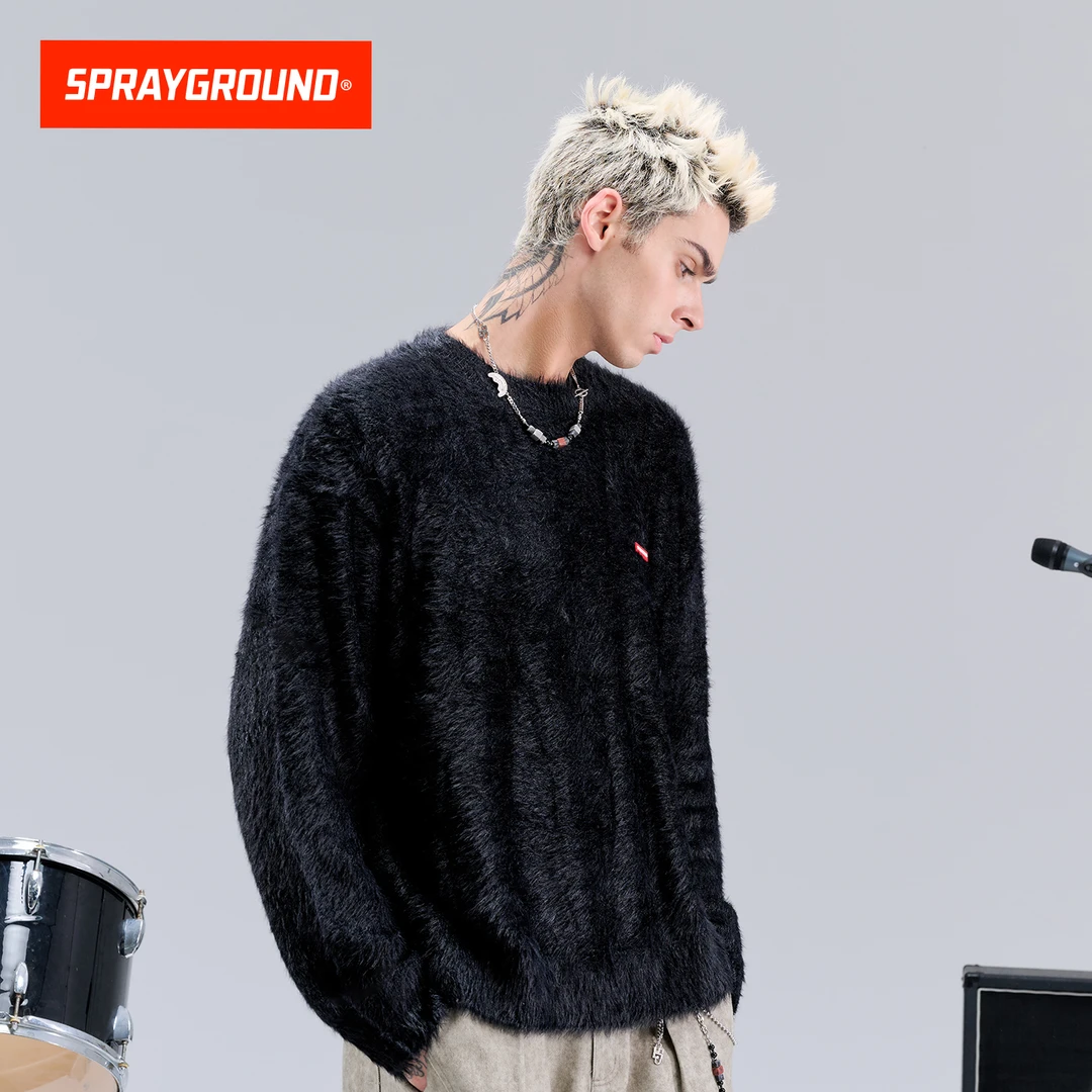 SPRAYGROUND鲨鱼嘴雅丹风毛衣宽松毛绒秋冬保暖加厚SP WD940827