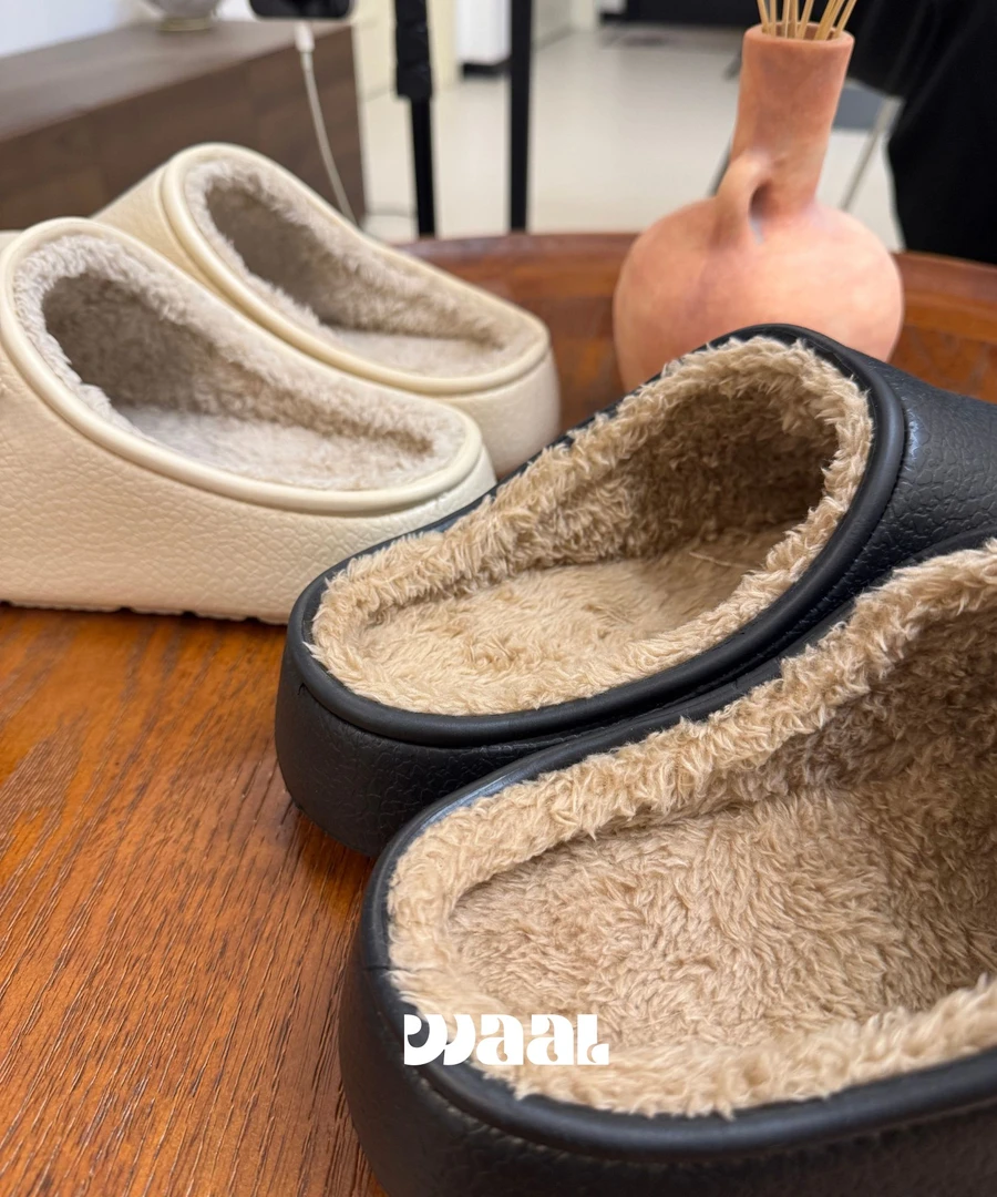 冬季户外居家通勤保暖厚底防水舒适加棉博肯棉拖鞋男女同款