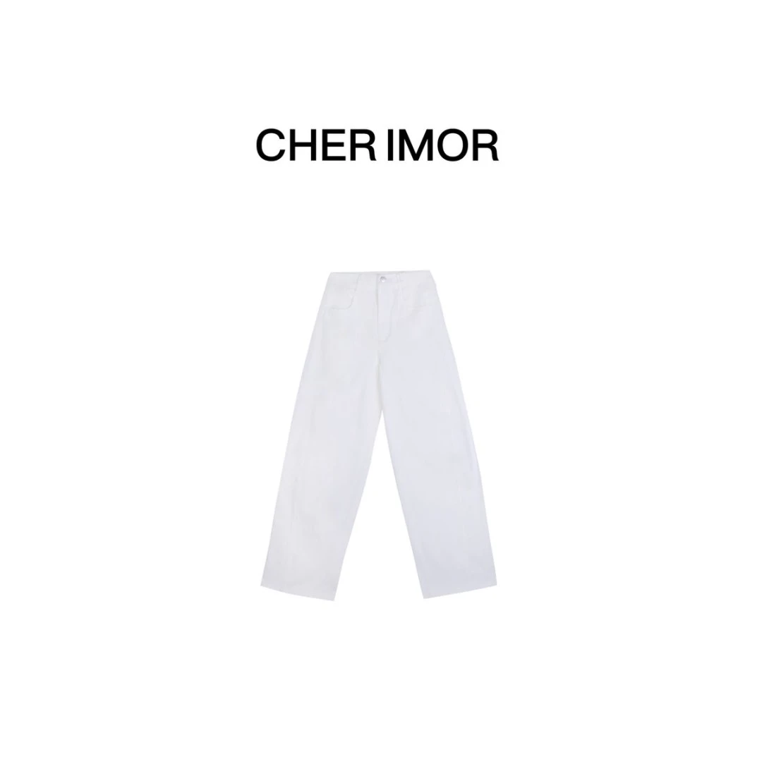 CHER IMOR【丹麦白茶】显瘦百搭极简直筒牛仔裤 55689  Hi Fortune