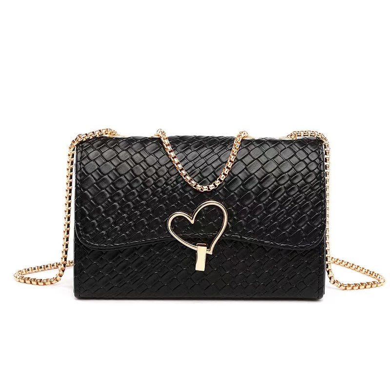 时尚简约链条单肩包法式轻奢斜跨包单肩包2056黑