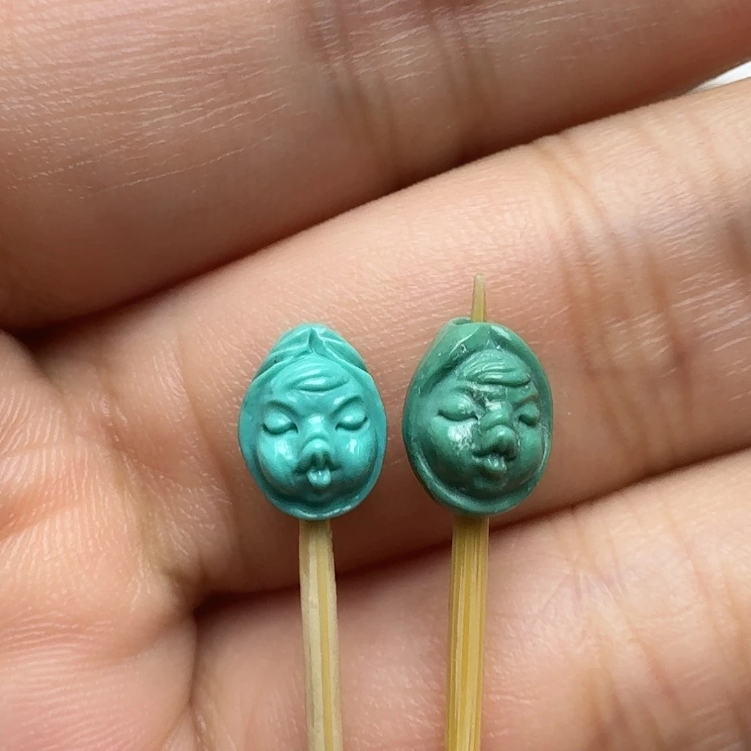 绿松石未镶嵌嘟嘟嘴一对
