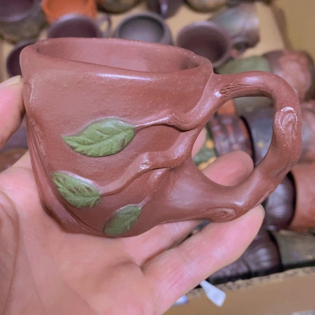 茶杯绿泥紫砂紫砂