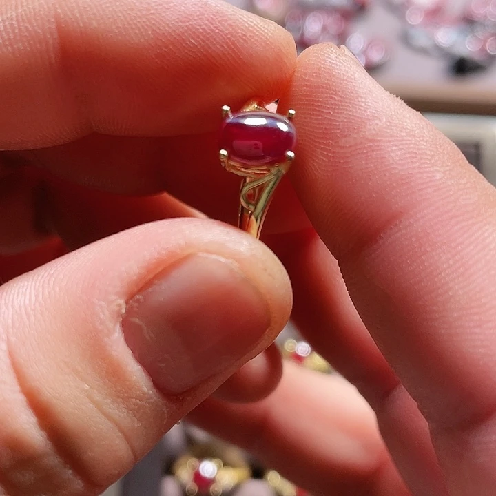 天然辰砂天然朱砂宝石级晶体戒指