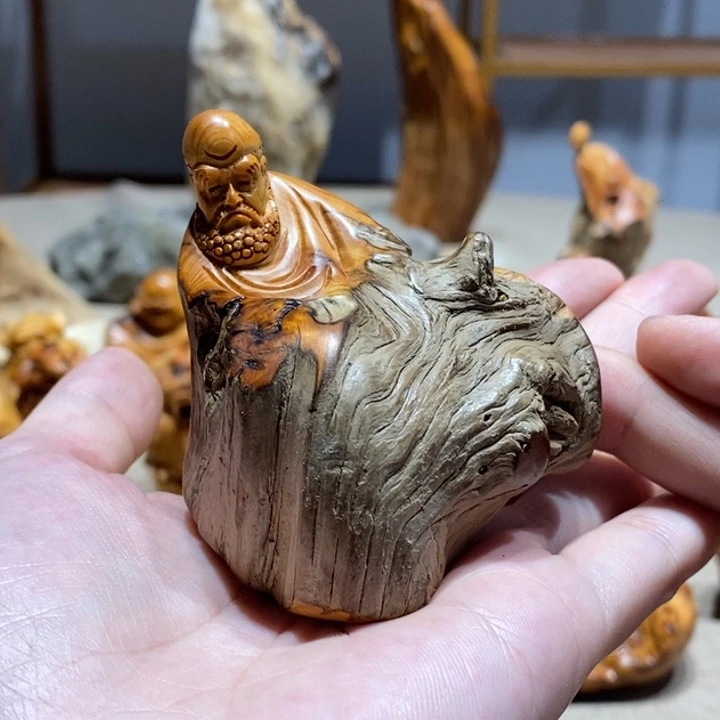 柏木（崖柏）原皮手把达摩