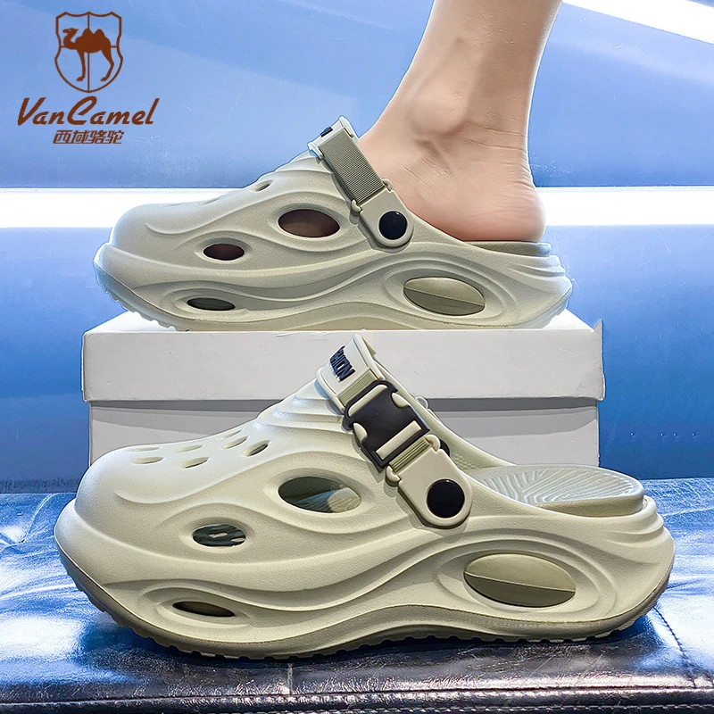 西域骆驼洞洞鞋男夏季外穿透气运动男士拖鞋防滑防臭户外沙滩凉鞋