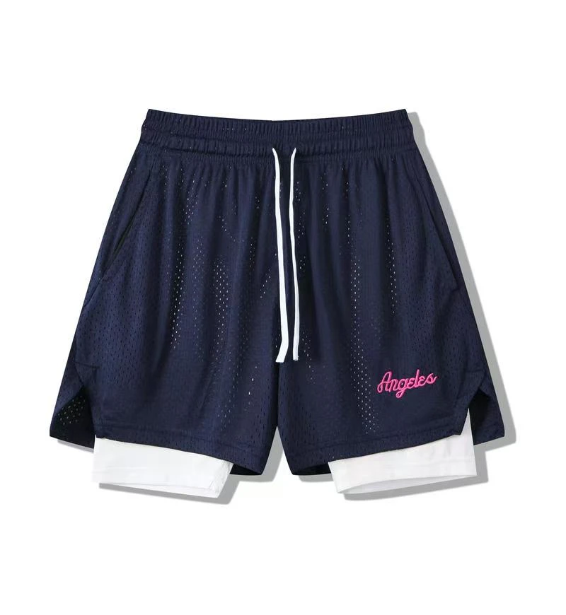 美式短裤不过膝男女运动篮球裤防走光假两件训练速干健身三分裤