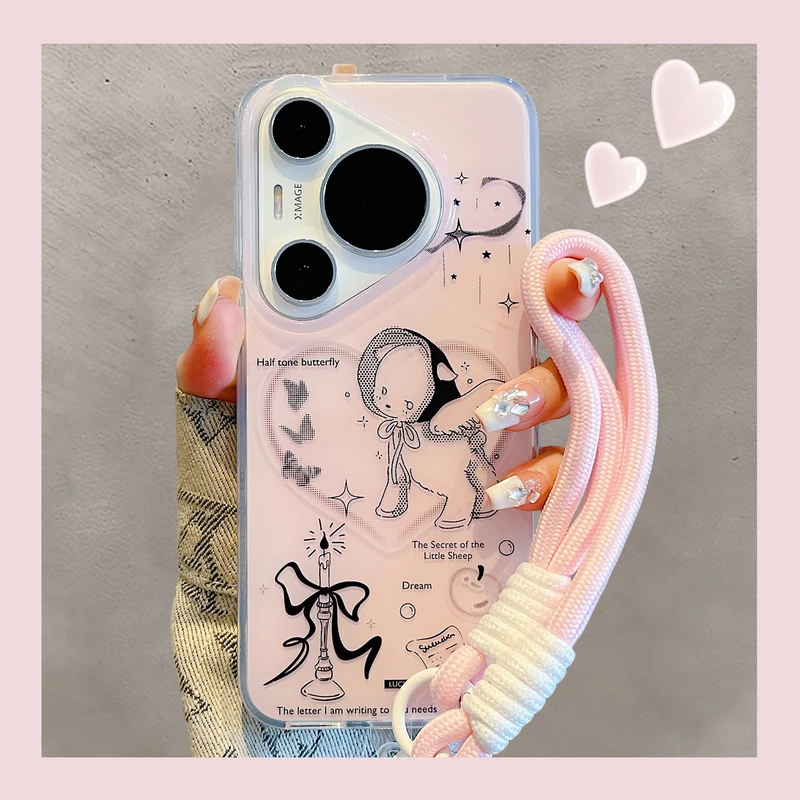 适用华为pura70pro+手机壳mate70pro少女心可爱天使小羊mate60pro