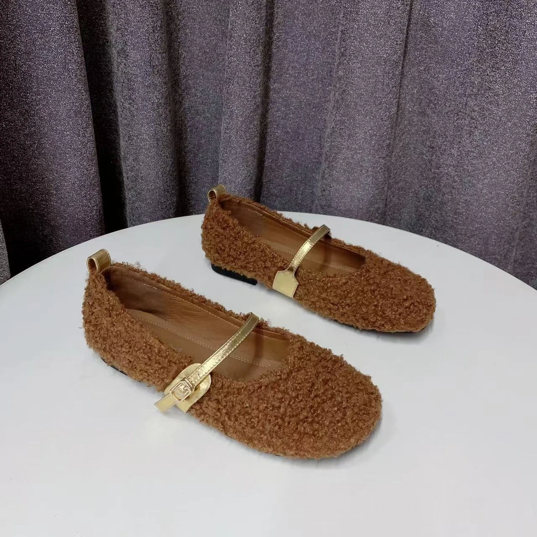 C6254  棕色  时尚舒适低跟圆头2025新款高端浅口女单鞋