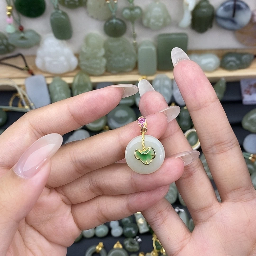 吊坠(不含链)银S925镶嵌和田玉