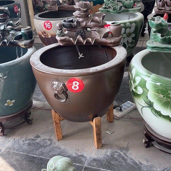 瓷片景德镇陶瓷63*42平口兽头古铜➕圆底座