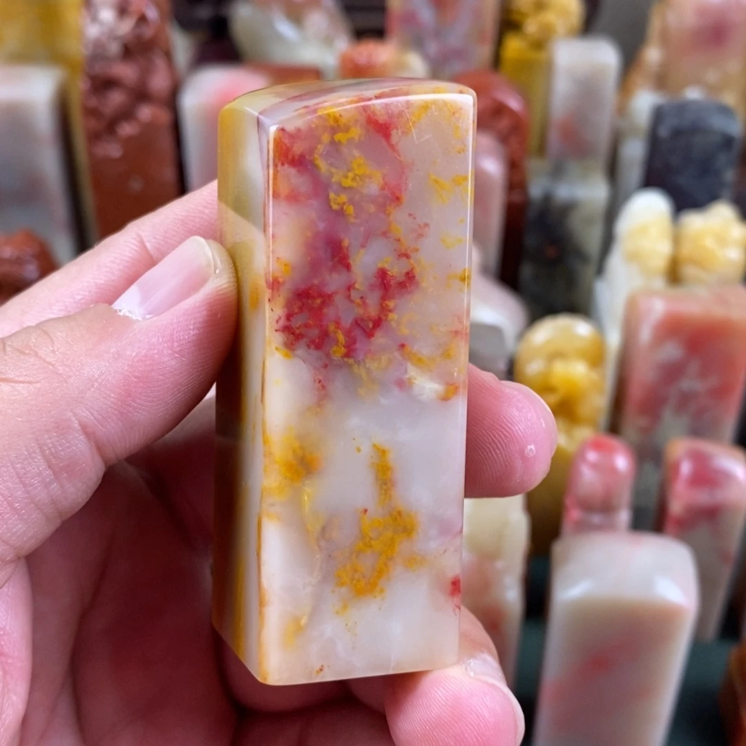 巴林石印石巴林鸡血石素章