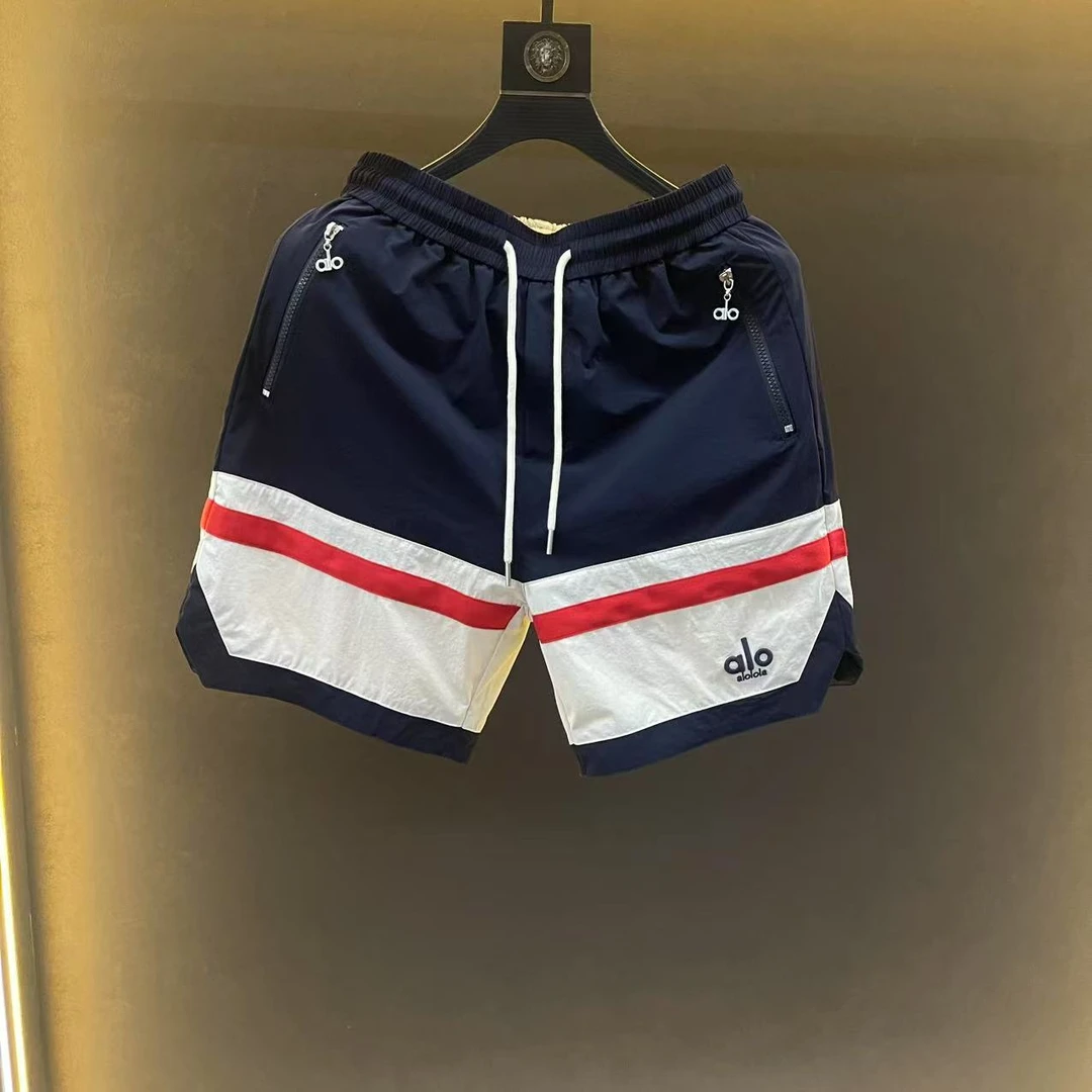 2025新款透气时尚百搭潮流男士休闲商务韩版短裤二哥啊喽拼接红