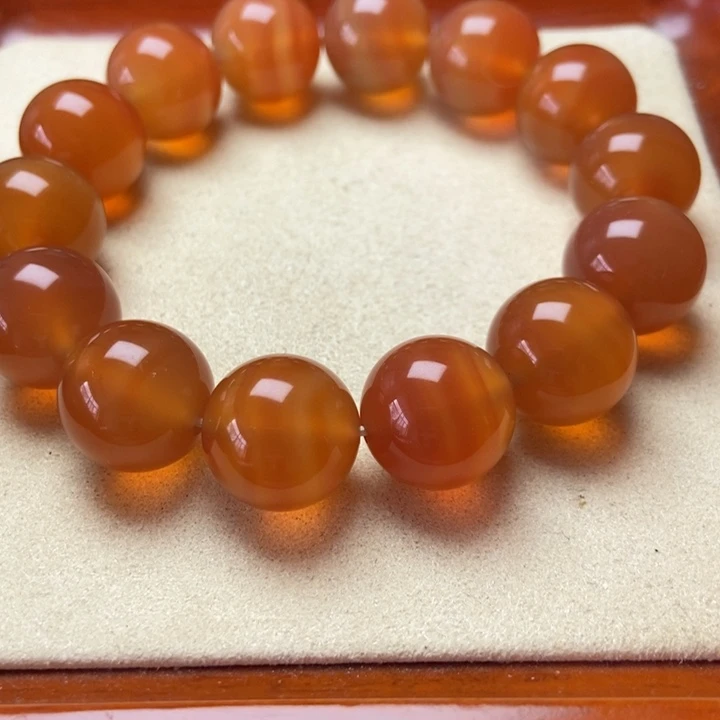 玛瑙/玉髓未镶嵌手串香槟蜜糖 冻肉