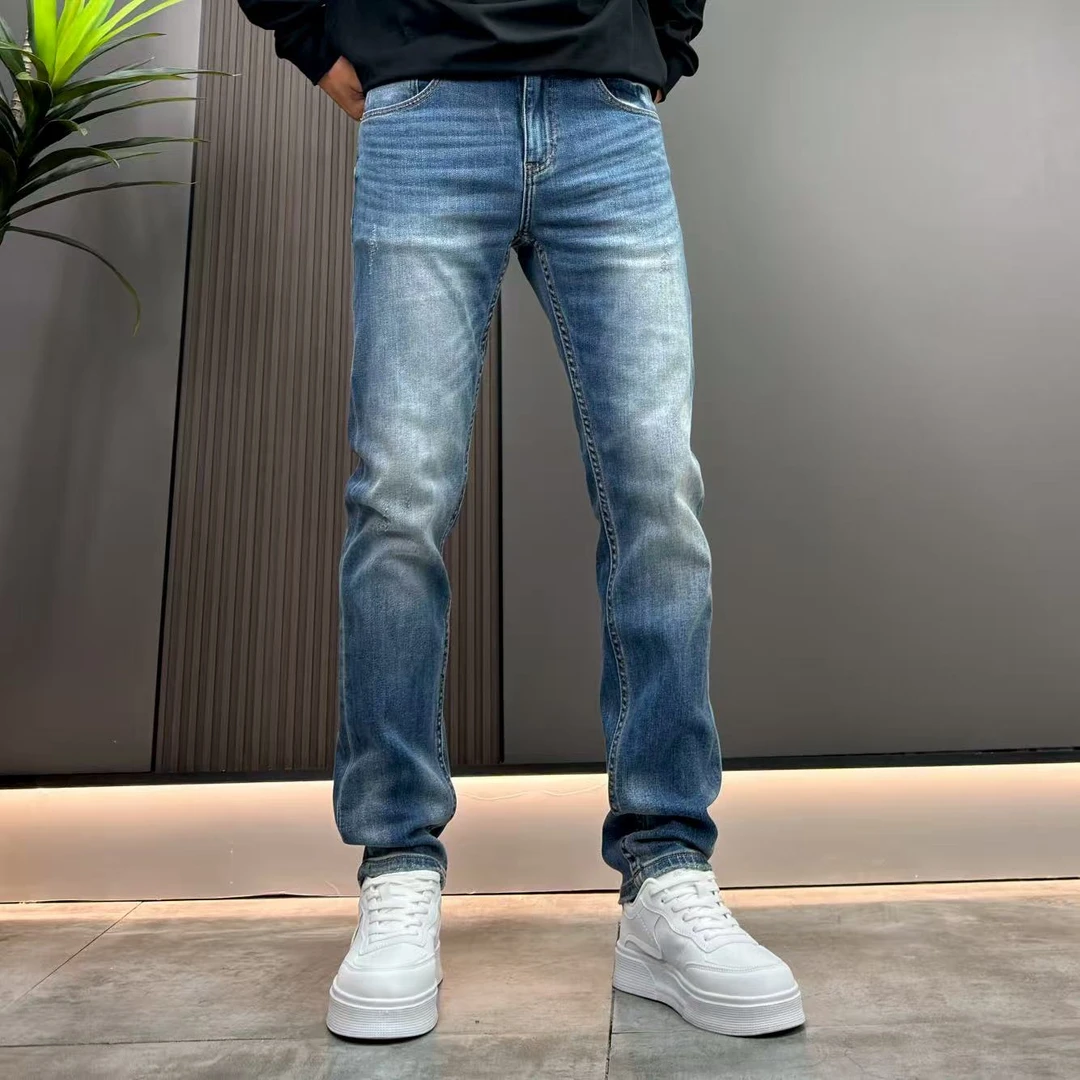 2025秋冬简约水洗弹力修身直筒男士牛仔裤百搭潮流男生牛仔裤子