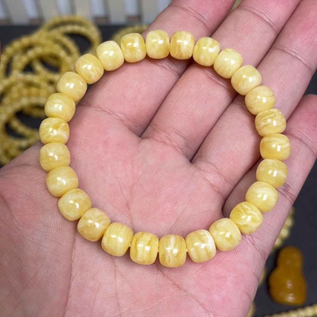 蜜蜡未镶嵌裸石虎皮纹千层雪蜜蜡手串8.8mm