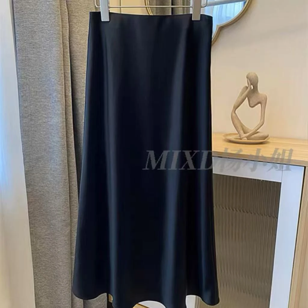 【MIXD杨小姐定制】2025春夏款高级感松紧腰显瘦百搭醋酸半身长裙