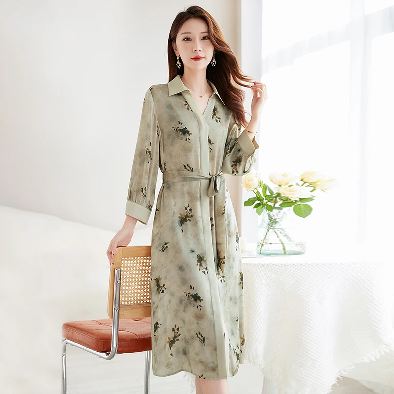 2025早春新款透气吸湿大气优雅高质女装连衣裙82598818