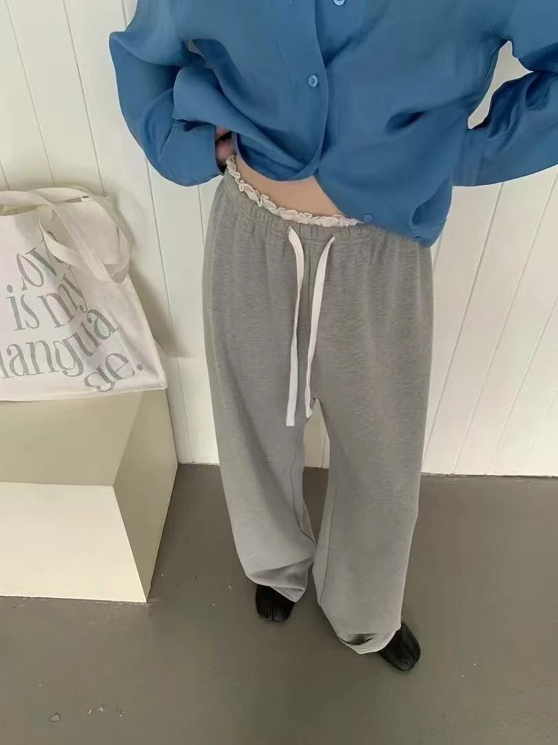 橘子家韩国新款花边卫裤百搭显瘦