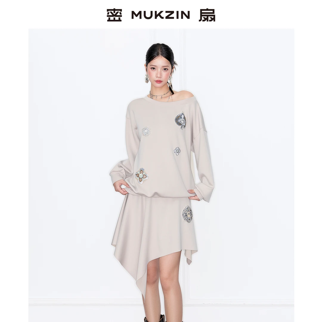 密扇宽松百搭 新中式刺绣卫衣/不规则半身裙M254JA05171119