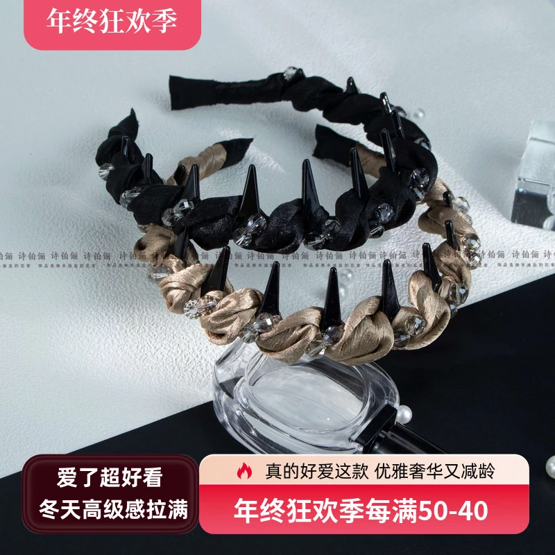 诗铂俪法式浪漫气质立体晶晶麻花网红复古缠绕发箍SG1967