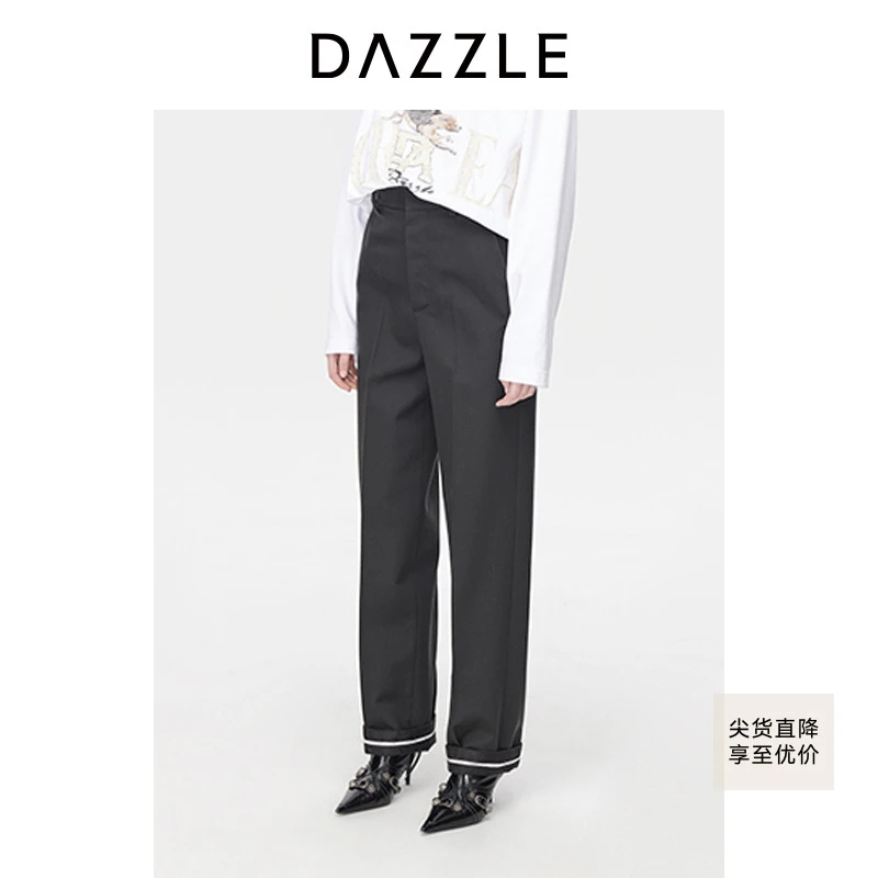 DAZZLE地素直筒休闲裤冬复古长裤女2H4Q
