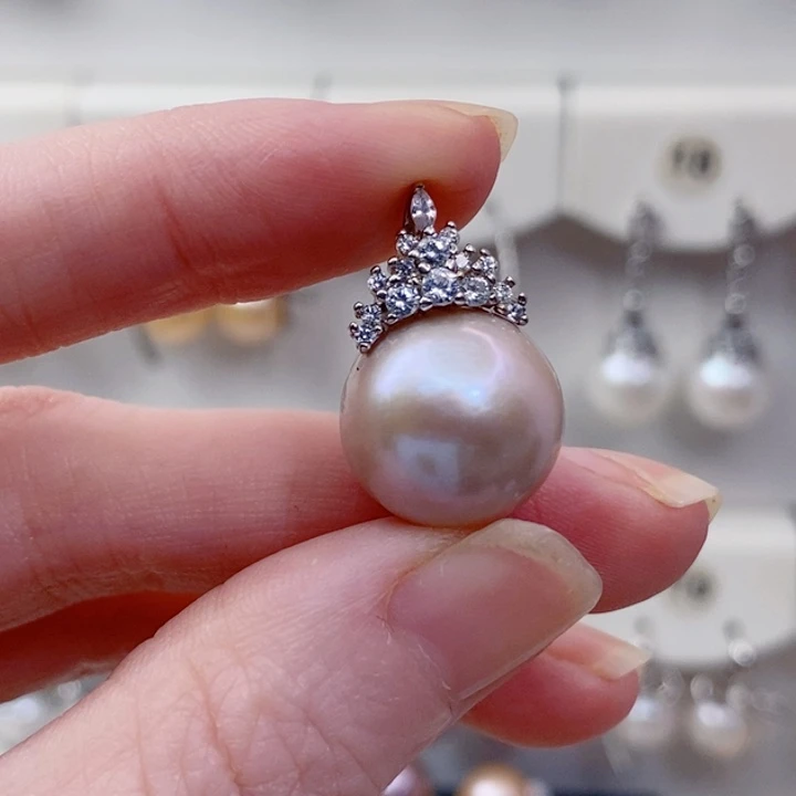 颈饰银S925镶嵌淡水珍珠14+A