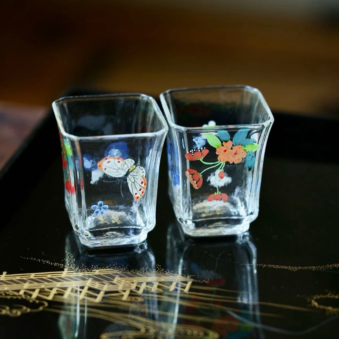 景德镇尤其好物手绘玻璃繁花|小品杯
