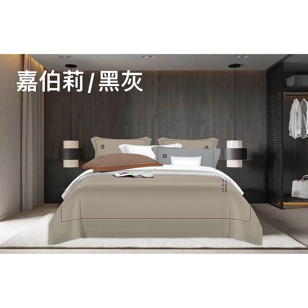 月亮家-高奢新品-超柔新疆海岛棉工艺四件套-嘉伯莉/黑灰