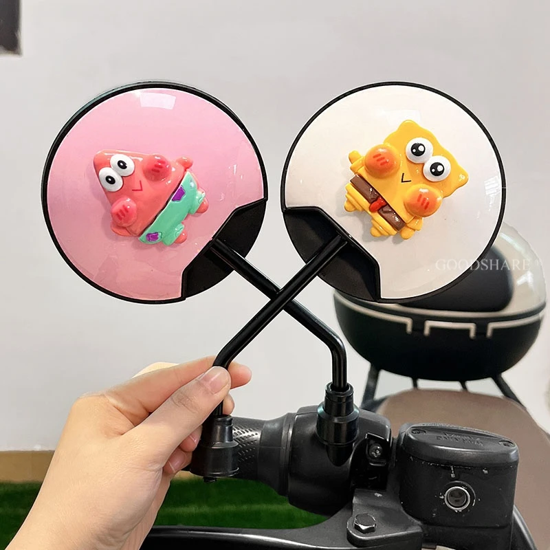 电瓶车后视镜高清大视野可爱卡通派大星雅迪爱玛电动自行车反光镜