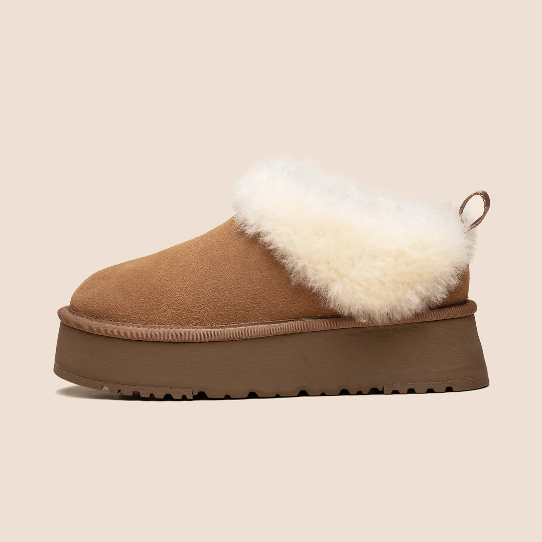 【塔茨勒】小喜庆防滑厚底皮毛一体桑坡雪地靴女款新款防水防滑