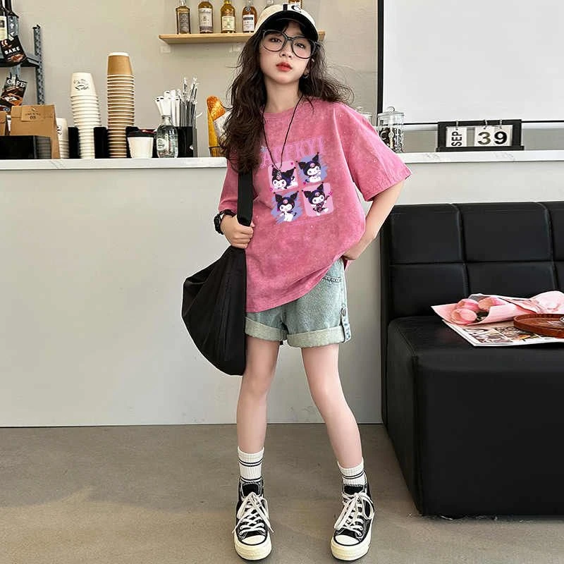 【100%纯棉】儿童T恤短袖外贸品质童装2025款中大童女童夏款半袖潮V