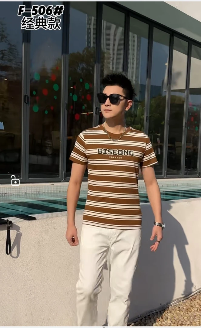 短袖夏季经典高品质薄款青少年舒适T恤条纹圆领