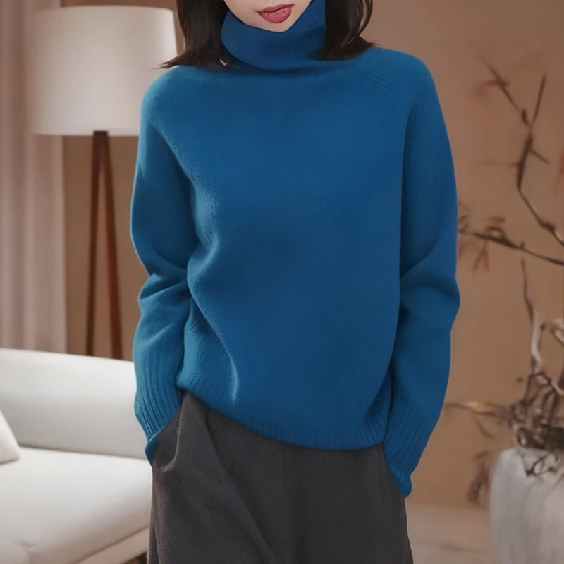 时尚气质洋气高领针织衫女2025冬季新款宽松显瘦休闲百搭减龄上衣