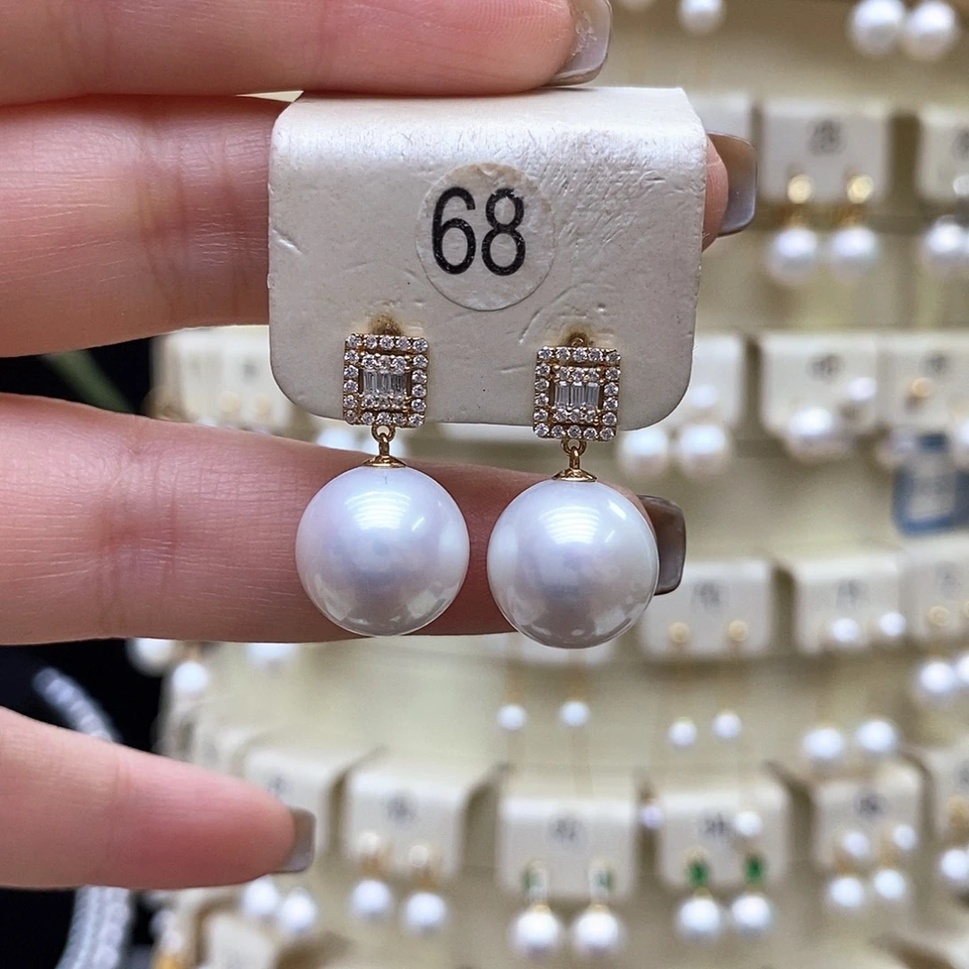 淡水珍珠耳饰18K金镶嵌
