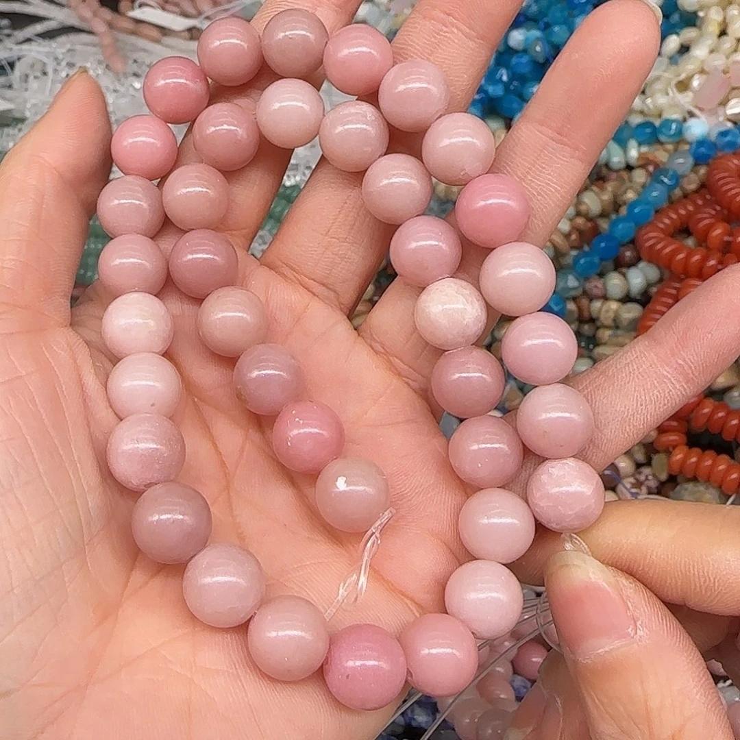 玛瑙/玉髓合金珠宝半成品粉澳宝10mm一条