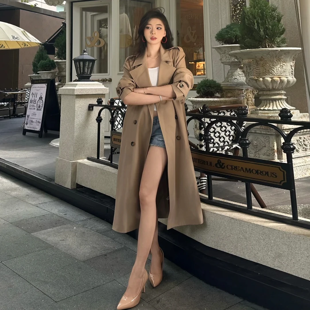 卡其色风衣外套女秋冬2025新款小个子英伦风中长款大衣女8242