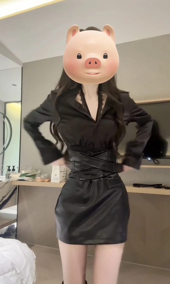 早春季御姐风纯欲性感辣妹长袖衬衫上衣高腰包臀半身短皮裙两件套