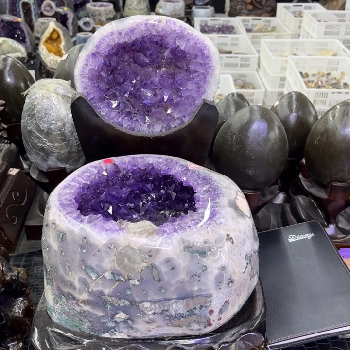未镶嵌发饰水晶全抛紫晶盆