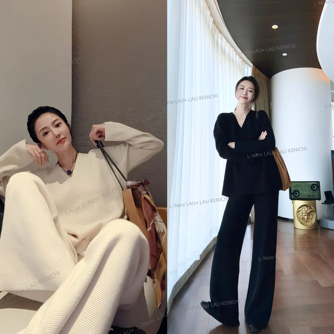 LAU+"露伊斯"韩系 羊毛混纺 针织 原创设计师新款女装 套装 ins