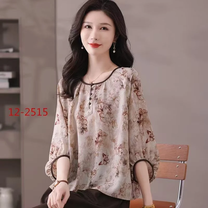 【祯祯】100-200显瘦时尚凉快百搭妈妈装小衫气质女装上衣